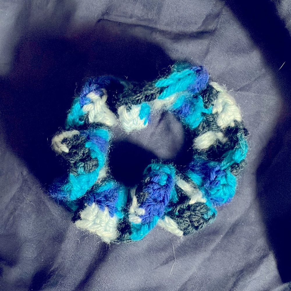 Homemade, yarn scrunchie